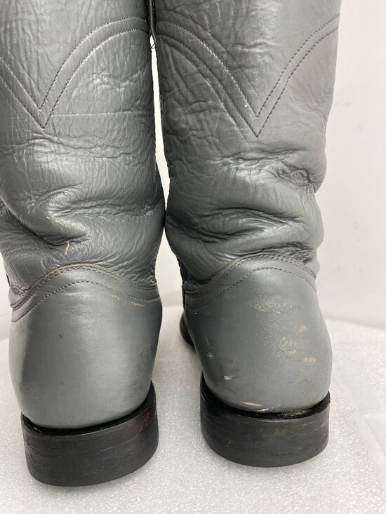 Cowtown Gray Leather Vintage Roper Western Cowboy Biker Boots Men\'s 9.5 D main image 13